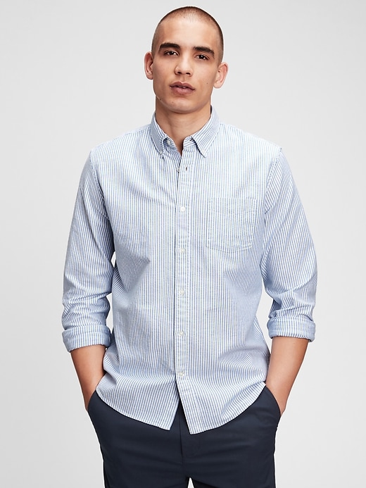 1 of 8 showing, with the color bengal stripes of product Oxford Shirt in Untucked Fit