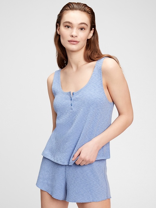 1 of 8 showing, with the color blue hyacinth of product Slub Ribbed Tank Top