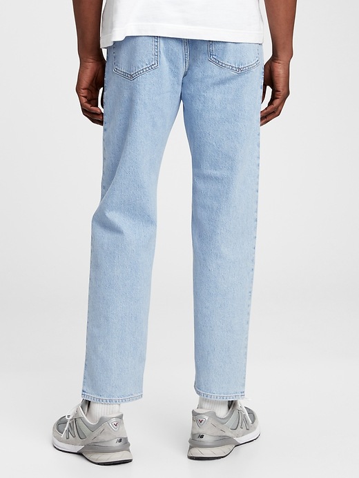 2 of 8 showing, with the color light wash of product Cropped Straight Jeans with GapFlex