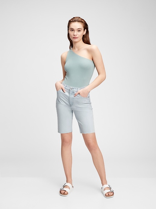 Image number 3 showing, Mid Rise Denim Bermuda Shorts with Washwell