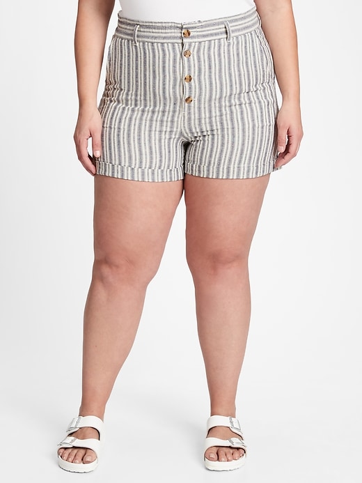 Image number 1 showing, High Rise Linen Shorts