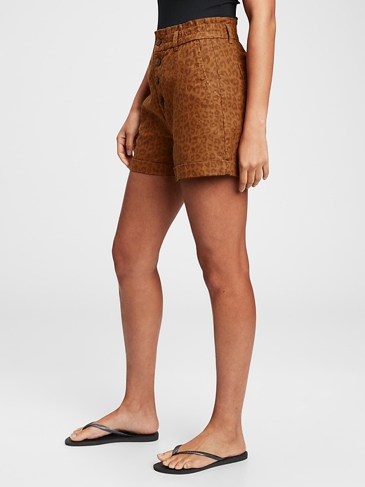 Image number 4 showing, High Rise Paperbag Linen Shorts