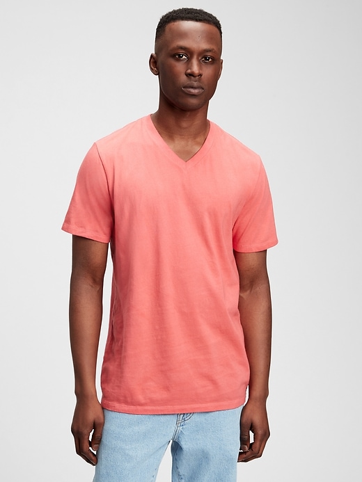 1 of 8 showing, with the color orange desert flower of product Classic V-Neck T-Shirt