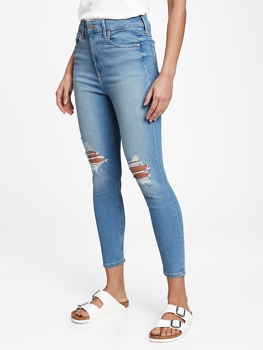 Gap Sky High Rise Universal Distressed Legging Jeans with Washwell