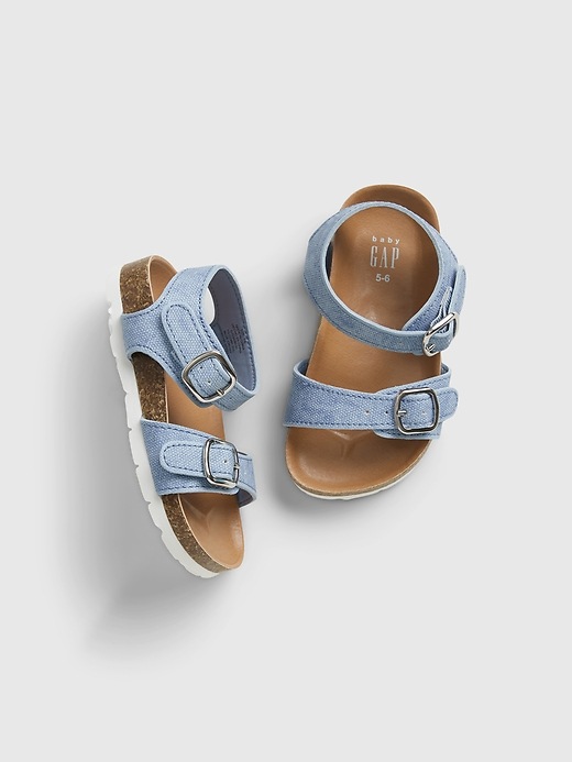 1 of 8 showing, with the color blue crush of product Toddler Chambray Buckle Sandals