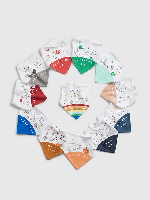 1 of 8 showing, with the color white of product Baby First Favorites Organic Cotton Bib