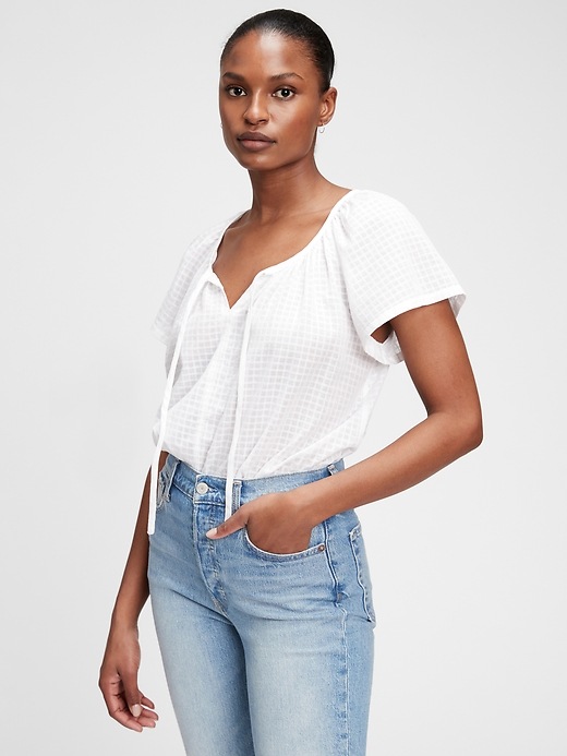 1 of 8 showing, with the color fresh white of product Flutter Tie-Front T-Shirt