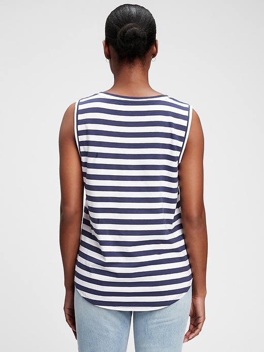 2 of 8 showing, with the color navy blue & white stripe of product Vintage Scoopneck T-Shirt