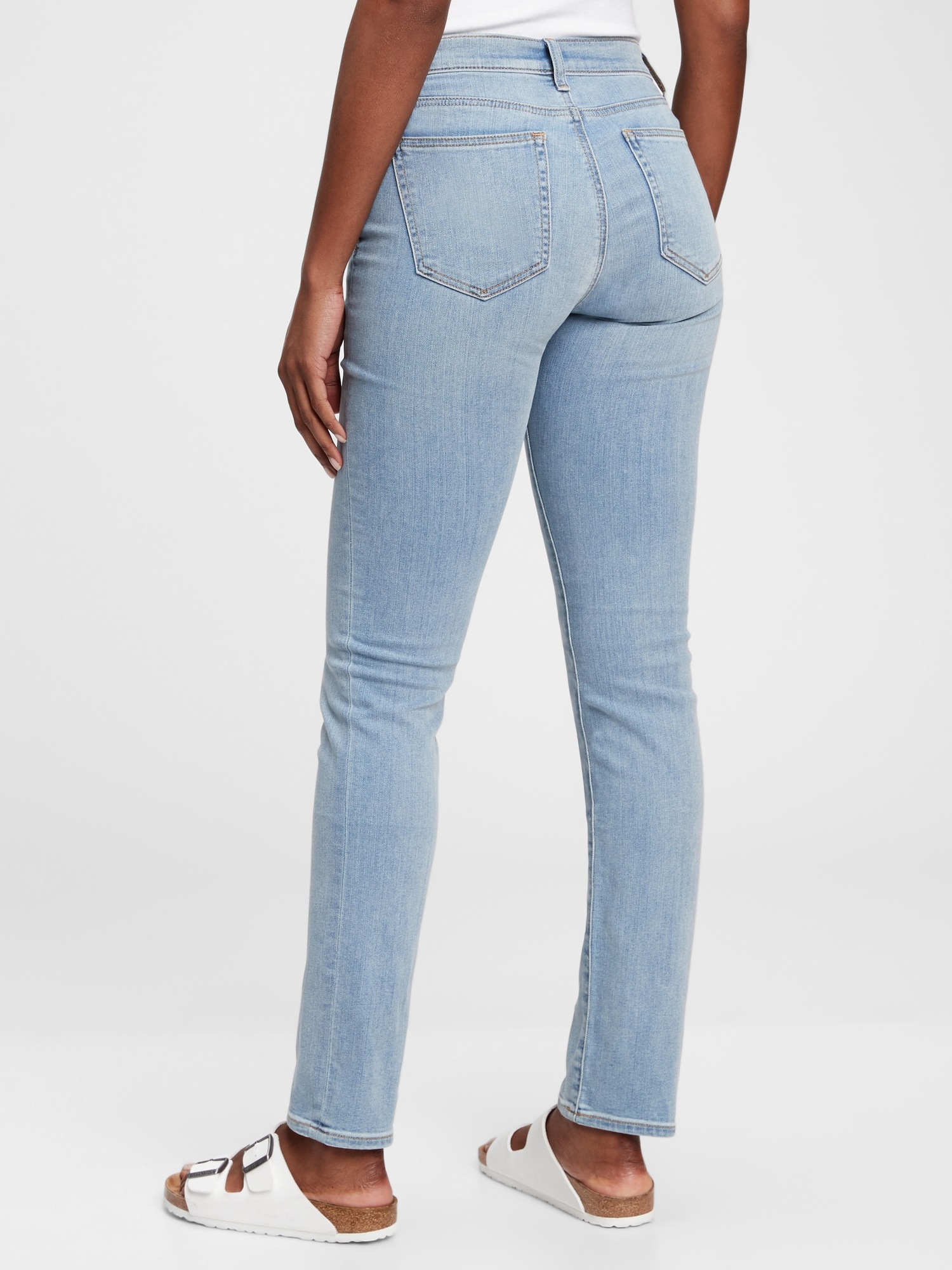 Mid Rise Classic Straight Jeans With 