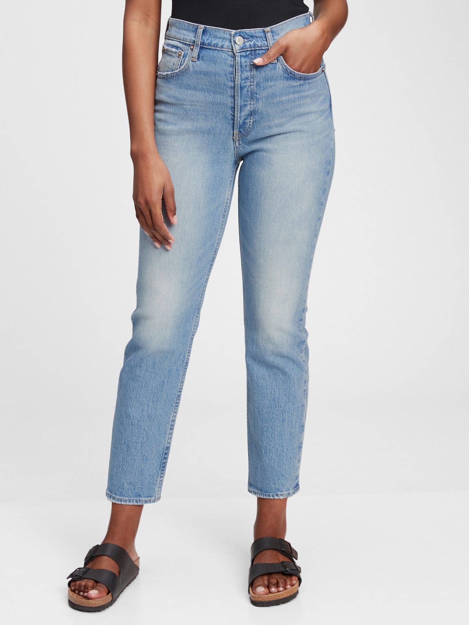 High Rise Cheeky Straight Jeans With Washwell™ | Gap