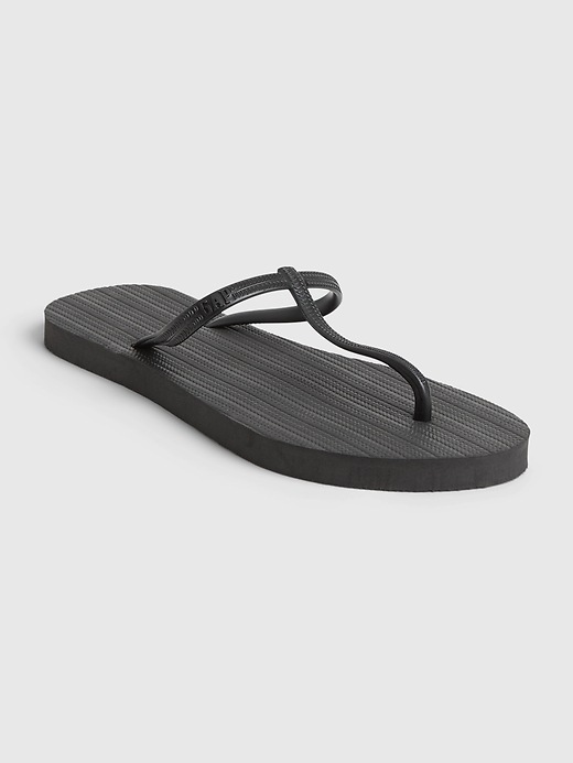 1 of 8 showing, with the color true black of product Gap Logo T-Strap  Flip-Flops