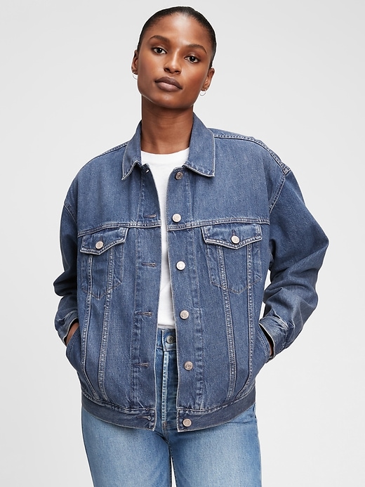 Image number 1 showing, Oversized Denim Jacket with Washwell