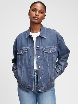 gap collarless denim jacket