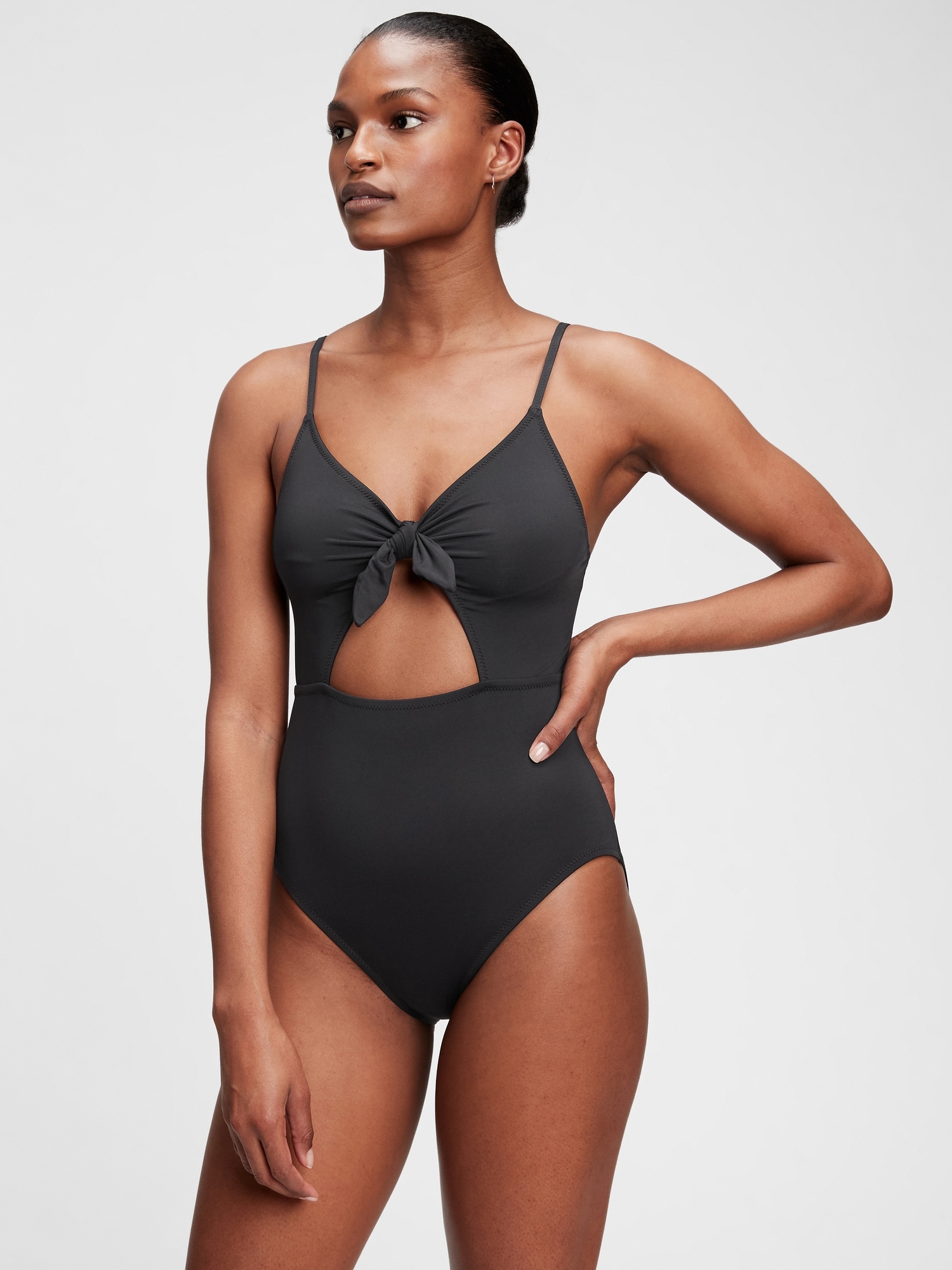 Bunny-Tie Cutout One-Piece Swimsuit