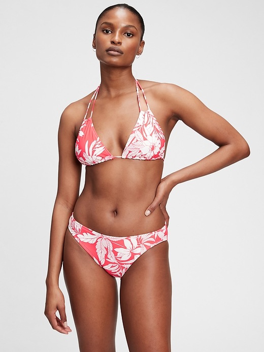 1 of 8 showing, with the color pink coral floral print of product Halter String Bikini Top