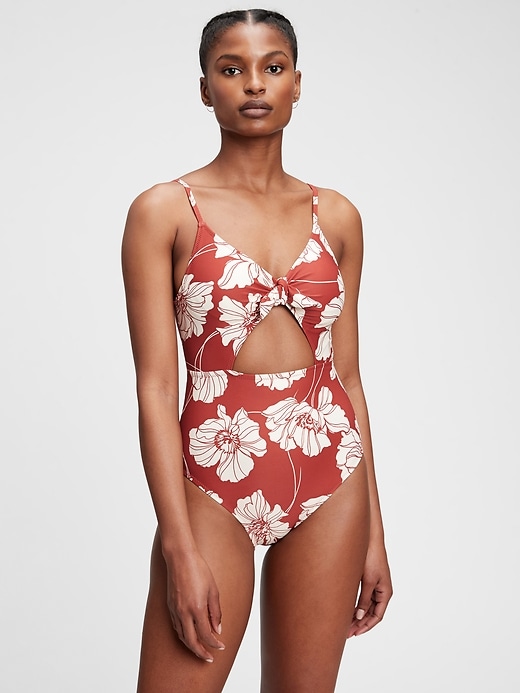 Image number 6 showing, Bunny-Tie Cutout One-Piece Swimsuit