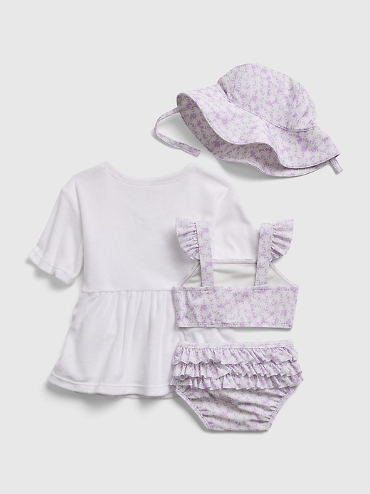 2 of 8 showing, with the color lilac bloom of product Baby Recycled Swim 4-Piece Set