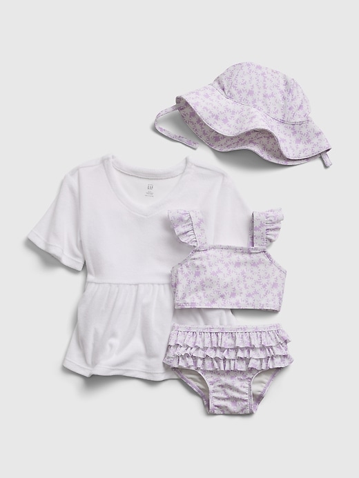 1 of 8 showing, with the color lilac bloom of product Baby Recycled Swim 4-Piece Set