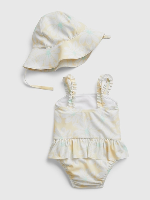 2 of 8 showing, with the color lemonade of product Baby Recycled Polyester Floral Swim Set