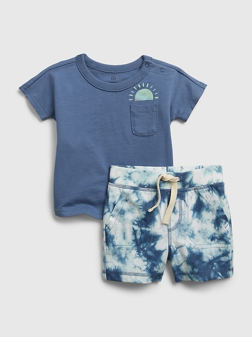 1 of 8 showing, with the color cornflower of product Baby Tie-Dye Outfit Set
