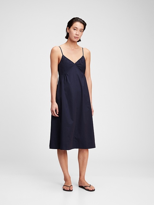 1 of 8 showing, with the color navy blue of product V-Neck Cami Midi Dress