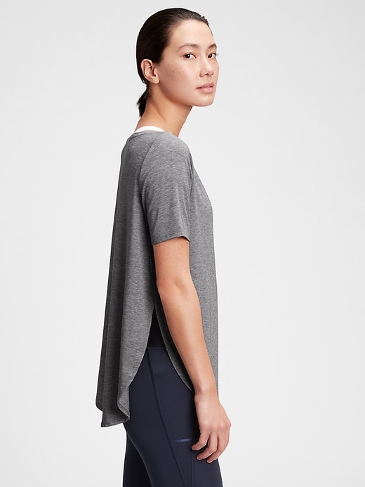 1 of 8 showing, with the color heather grey of product GapFit Breathe Tunic T-Shirt