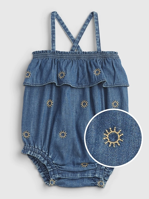1 of 8 showing, with the color denim 616 of product Baby Denim Bubble One-Piece