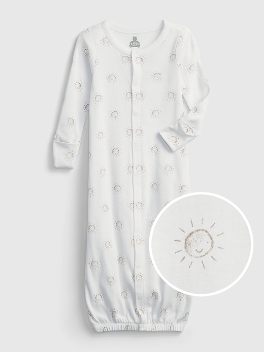 1 of 8 showing, with the color optic white of product Baby 100% Organic Cotton First Favorite Convertible Sleep Gown