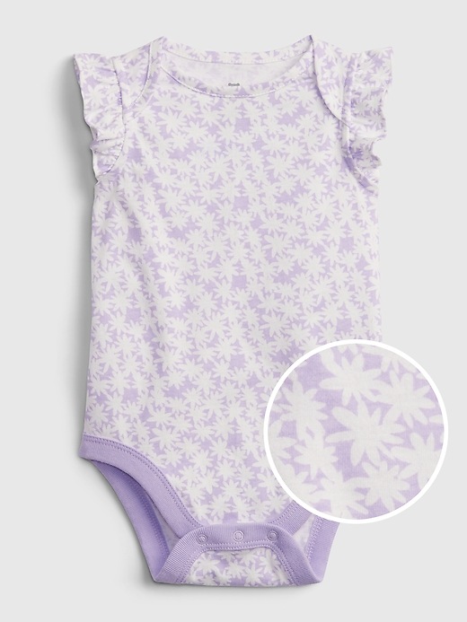1 of 8 showing, with the color purple floral of product Baby 100% Organic Cotton Mix and Match Print Bodysuit