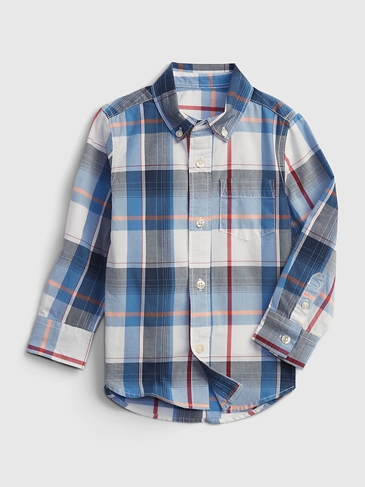 1 of 8 showing, with the color blue plaid of product Toddler Print Poplin Shirt