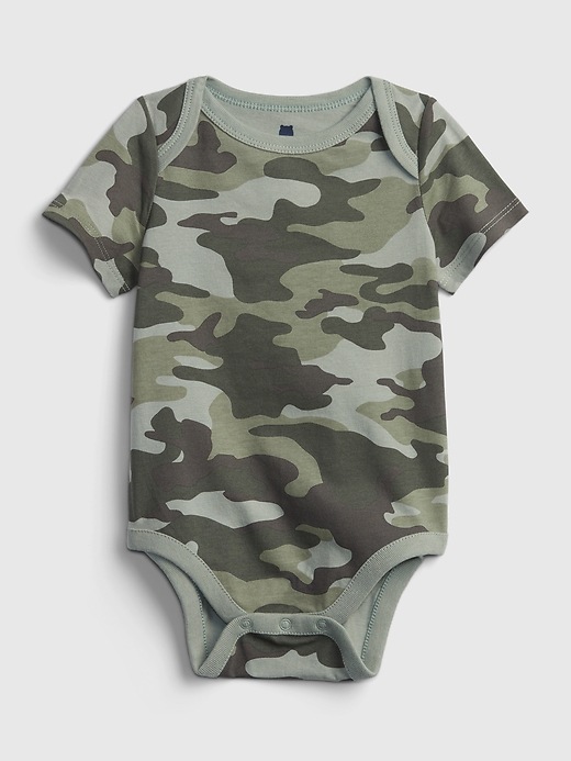 1 of 8 showing, with the color green camo of product Baby Organic Cotton Mix and Match Print Bodysuit