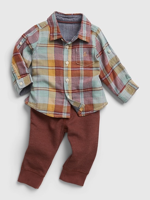 Image number 3 showing, Baby Plaid Outfit Set