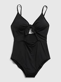 Recycled Tie-Front Cut Out Swim One-Piece
