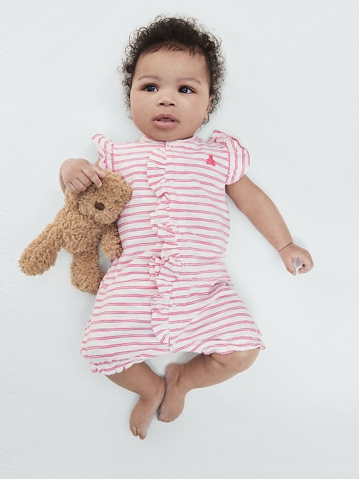 Image number 4 showing, Baby 100% Organic Cotton First Favorite Ruffle Shorty One-Piece
