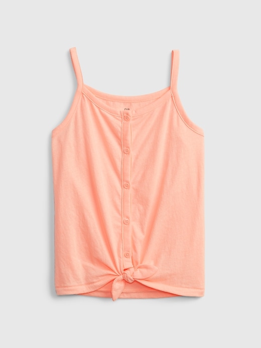 1 of 8 showing, with the color energetic peach of product Kids Button-Front Top