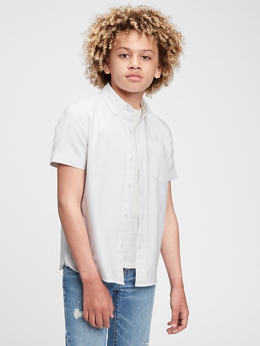 2 of 8 showing, with the color white of product Kids Oxford Shirt