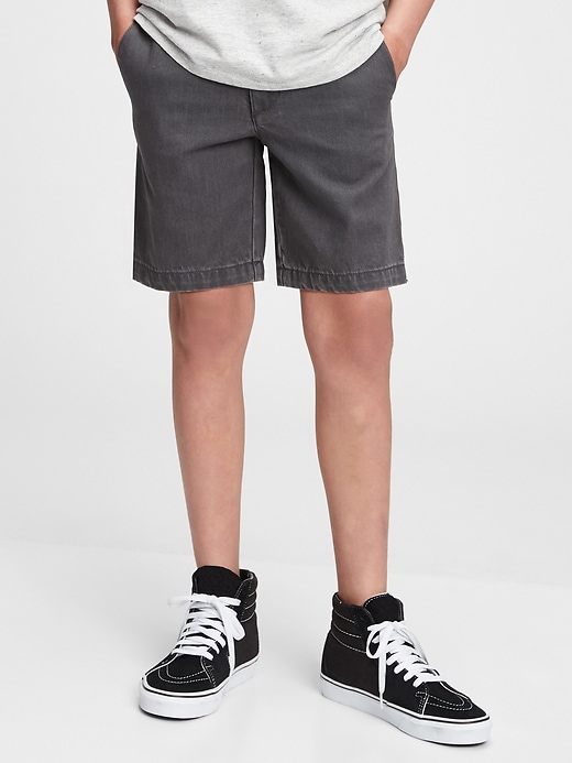 1 of 8 showing, with the color grey wash of product Kids Pull-On Denim Shorts with Washwell™