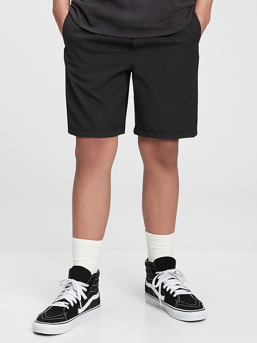 1 of 8 showing, with the color true black of product Teen Recycled Liner Pull-On Shorts