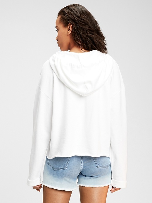 2 of 8 showing, with the color fresh white of product Vintage Soft Cropped V-Neck Hoodie