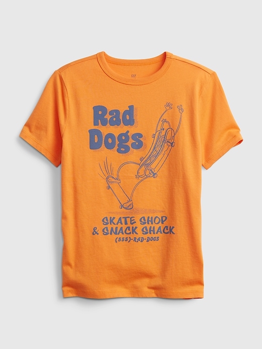 1 of 8 showing, with the color orange of product Kids 100% Organic Cotton Graphic T-Shirt
