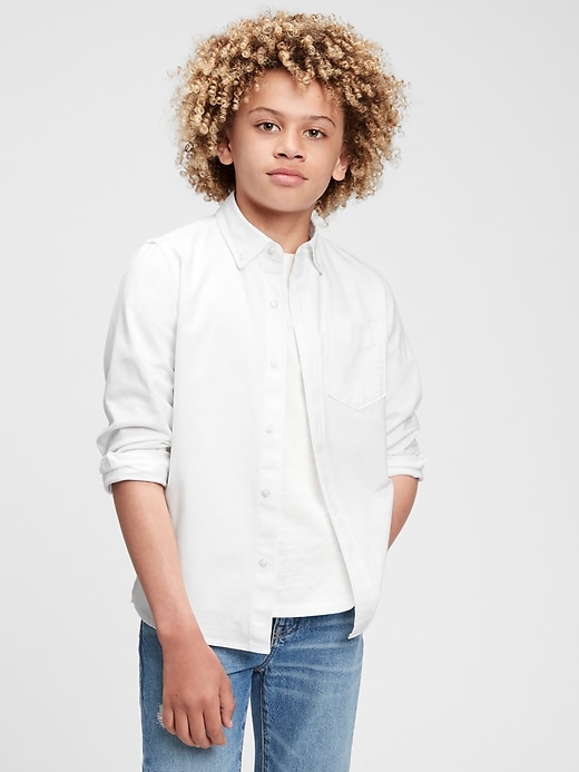 2 of 8 showing, with the color white of product Kids Oxford Shirt