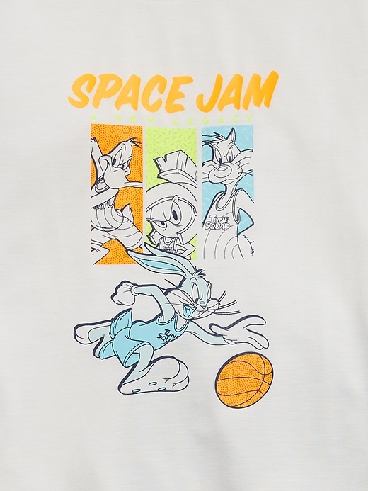 2 of 8 showing, with the color new off white of product GapKids &#124 Space Jam 100% Recycled Polyester PJ Set
