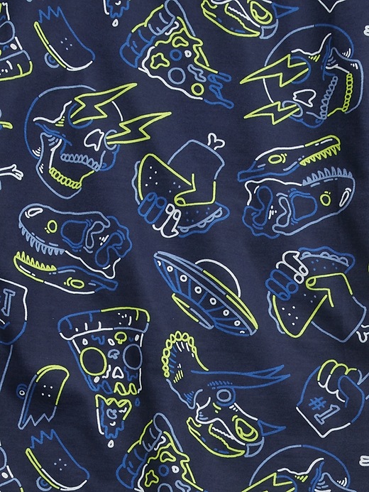 2 of 8 showing, with the color elysian blue of product Kids 100% Recycled Polyester Graphic PJ Set