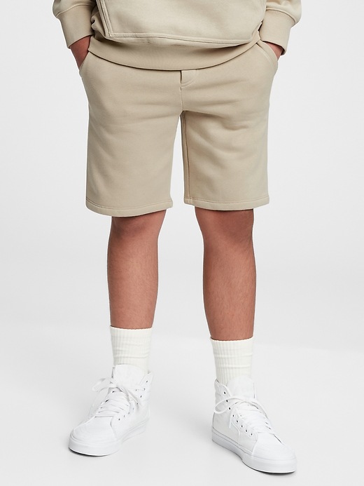 1 of 8 showing, with the color sand khaki of product Teen Fleece Pull-On Shorts