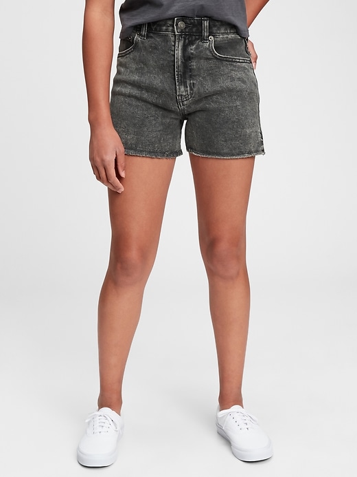 1 of 8 showing, with the color marble wash of product Teen Sky High-Rise Denim Shorts with Stretch