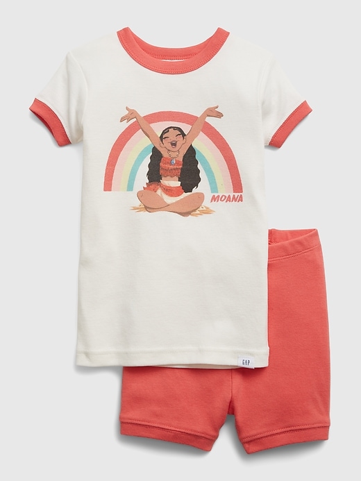 1 of 8 showing, with the color new off white of product Gap × Disney Baby & Toddler Moana Graphic Organic Cotton PJ Set