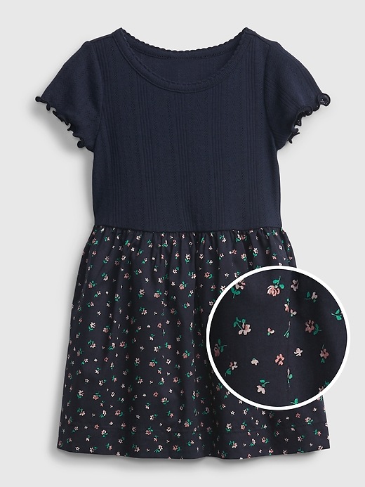 1 of 8 showing, with the color navy uniform of product Toddler Mix-Media Dress