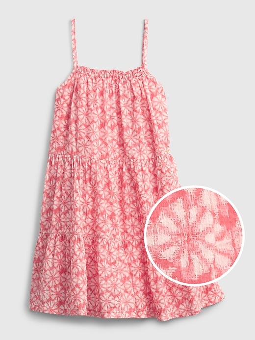 1 of 8 showing, with the color red print of product Kids Floral Print Tiered Dress