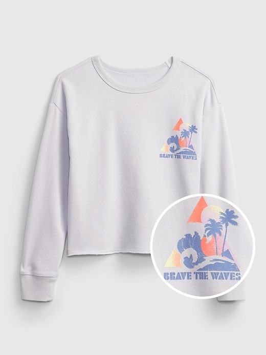 1 of 8 showing, with the color sunrise blue of product Kids Boxy Graphic Crewneck Sweatshirt