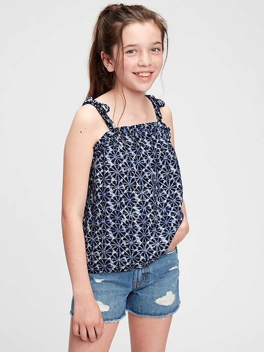 2 of 8 showing, with the color navy print of product Kids Floral Print Top